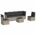 vidaXL Salon de jardin avec coussins 7 Pièces gris clair résine tressée