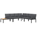 vidaXL Salon de jardin 4 Pièces avec coussins noir aluminium