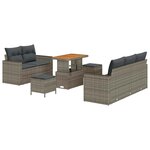 vidaXL Ensemble de canapé de jardin 8 Pièces Gris polyrotin