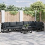vidaXL Ensemble de canapé de jardin avec coussin 6 Pièces Noir Aluminium