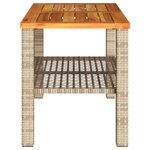 vidaXL Table de jardin beige 70x38x42 cm résine tressée et bois acacia