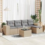 vidaXL Salon de jardin avec coussins 6 Pièces beige résine tressée
