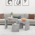 vidaXL Tables basses gigognes 3 Pièces Gris béton Bois d'ingénierie