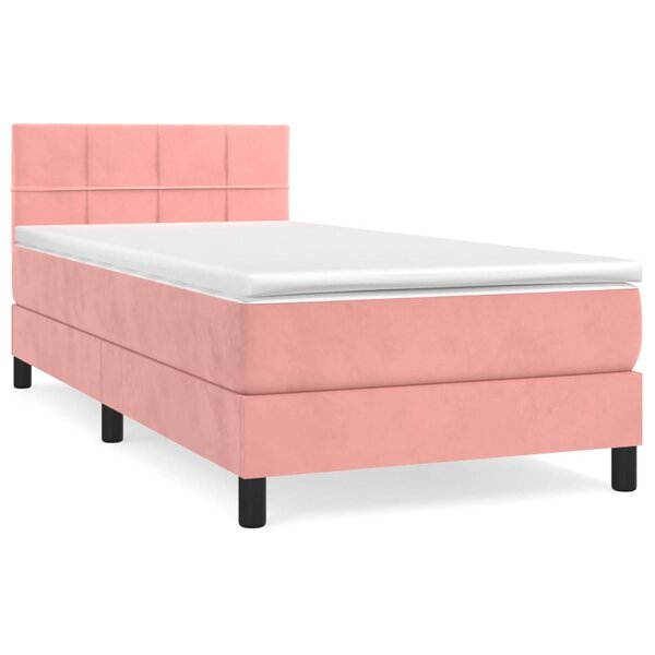 vidaXL Sommier à lattes de lit avec matelas Rose 90x190 cm Velours