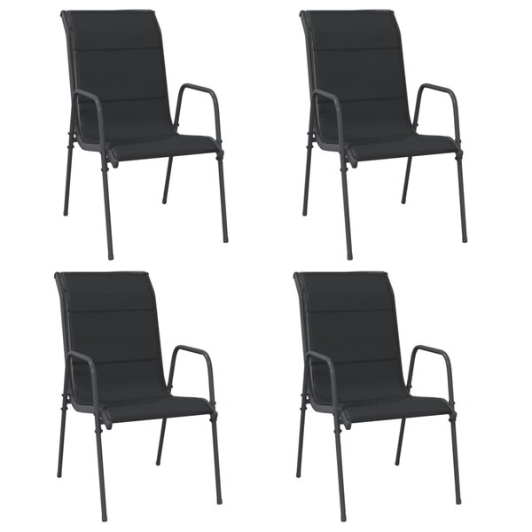 vidaXL Chaises de jardin 4 Pièces Acier et textilène Noir