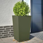 vidaXL Jardinières 2 Pièces vert olive 45x45x75 cm acier