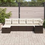 vidaXL Ensemble de canapé de jardin 7 Pièces Marron et Crème polyrotin