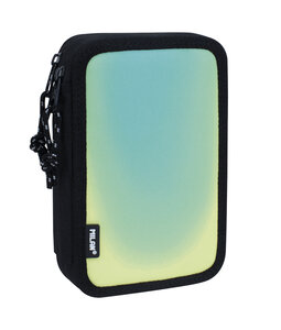 Plumier à 2 compartiments avec contenu Sunset noir et vert
