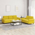 vidaXL Ensemble de canapés 2 Pièces avec coussins Jaune Velours