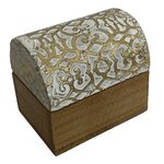 Mini boîte arabesque en bois blanc et or