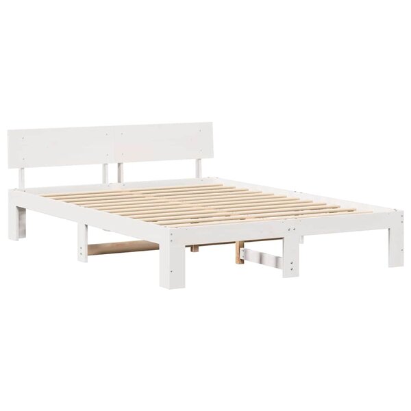 vidaXL Cadre de lit Blanc 150 x 200 cm Bois de pin massif