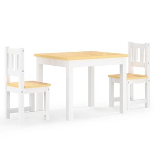 vidaXL Ensemble de table et chaises pour enfants 3 Pièces Blanc et beige