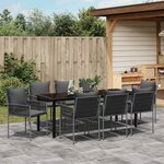 vidaXL Ensemble de salle à manger pour jardin 9 Pièces Noir Poly rotin