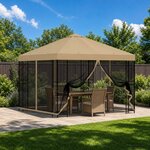 vidaXL Abri de jardin avec parois 3 x 3 m Beige Polyester et Acier