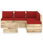 vidaXL Salon de jardin 6 Pièces avec coussins Bois imprégné de vert