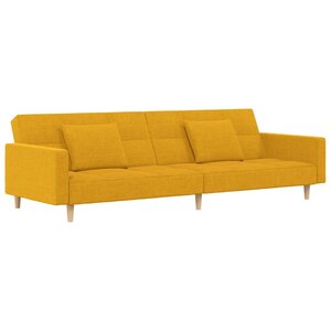 vidaXL Canapé-lit à 2 places avec deux oreillers jaune tissu