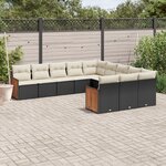vidaXL Salon de jardin 11 Pièces avec coussins noir résine tressée