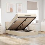 vidaXL Lit ottoman avec matelas crème 140x190 cm tissu