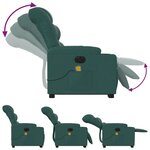 vidaXL Fauteuil inclinable de massage électrique Vert foncé Tissu