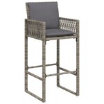 vidaXL Tabourets de bar jardin coussins lot de 2 gris résine tressée