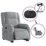 vidaXL Fauteuil inclinable de massage électrique Gris clair Tissu