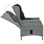 vidaXL Chaise inclinable de jardin coussins Résine tressée Gris clair