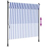 vidaXL Store roulant d'extérieur bleu et blanc 150x270 cm tissu acier
