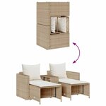 vidaXL Salon de jardin 5 Pièces avec coussins empilable beige polyrotin