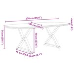 vidaXL Table à manger 220x100x74 cm bois de chêne massif ovale