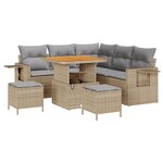 vidaXL Canapé de jardin 8 pièces avec coussins beige en polyrotin et acacia