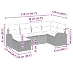 Set de 6 Pièces de Canapés de Jardin avec Coussins en Rattan Poly Gris Clair