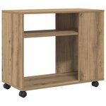 vidaXL Table d'appoint avec roues chêne artisanal bois d'ingénierie