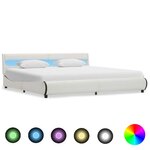 vidaXL Cadre de lit avec LED Blanc Similicuir 180 x 200 cm
