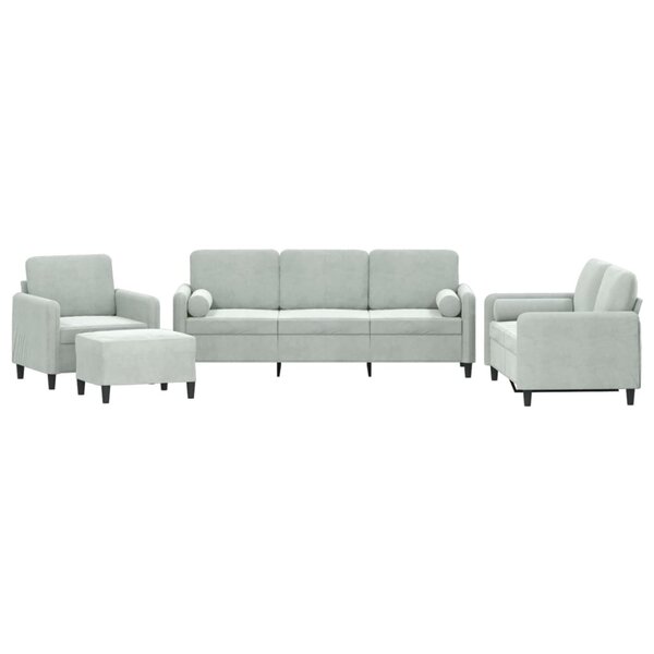 vidaXL Ensemble de canapés 4 Pièces avec coussins gris clair velours