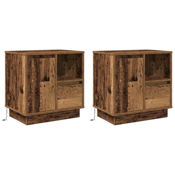 vidaXL Cabinet de chevet avec 2 Pièces Bois Ancien 50 x 34.5 x 50 cm.