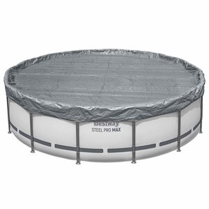 Bestway Couverture de piscine 1 Ø3 05 m Rond Polyester Gris for