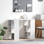 vidaXL Bureau d'Angle Blanc Blanc MDF Moyen Rangement