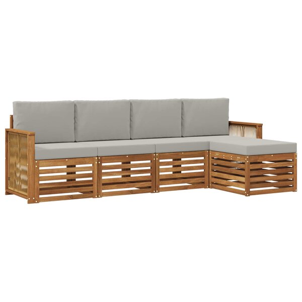 vidaXL Ensemble de canapés d'extérieur 5 pc Naturel et gris clair