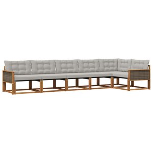 vidaXL Ensemble de canapés d'extérieur 6 Pièces Naturel et gris clair