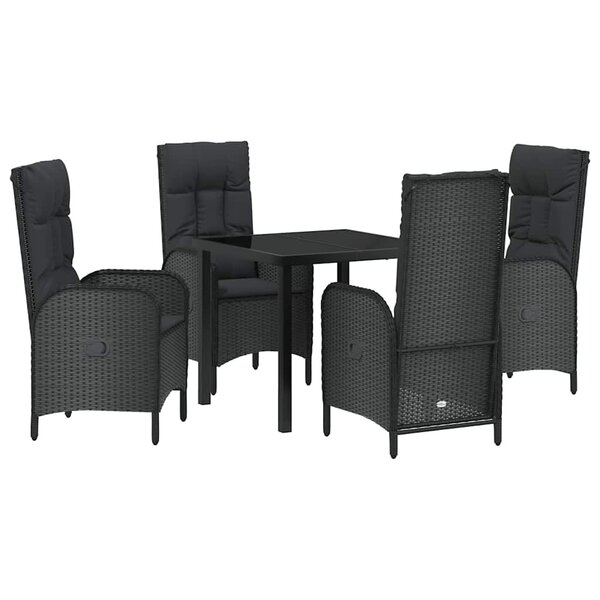 vidaXL Ensemble de salle à manger pour jardin 5 Pièces Noir Poly rotin