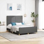 vidaXL Cadre de lit avec tête de lit Gris foncé 140 x 200 cm tissu