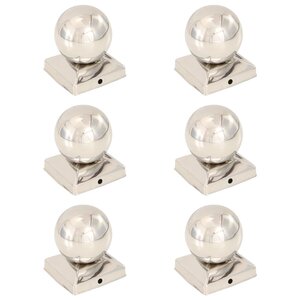 vidaXL Bouchons de poteau 6 Pièces Globe final Acier inoxydable 91x91 mm