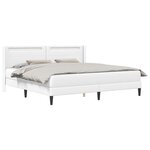 vidaXL Cadre de lit avec bandes LED Blanc 200 x200 cm Simili cuir