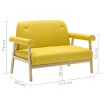 vidaXL Canapé à 2 places Tissu Jaune