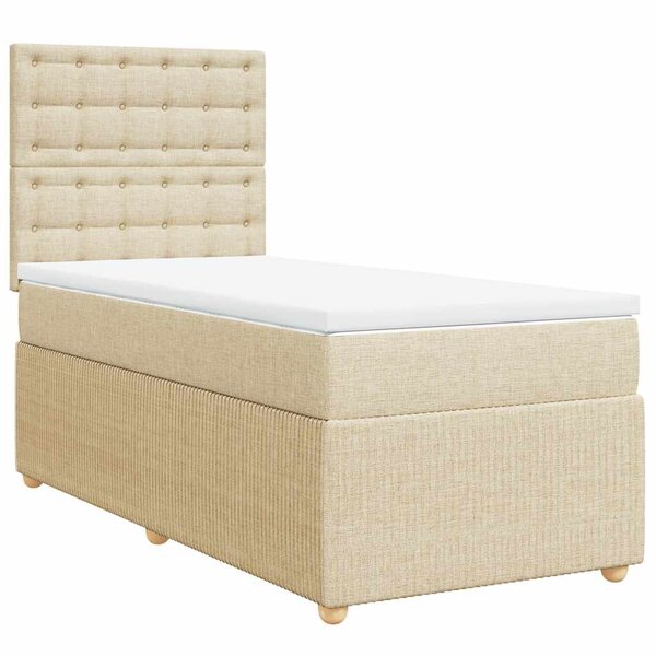 vidaXL Sommier à lattes de lit avec matelas Crème 90x200 cm Tissu