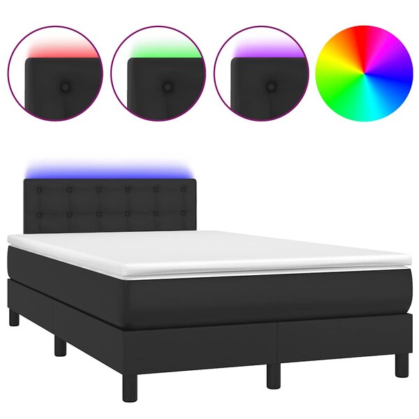 vidaXL Sommier à lattes de lit matelas LED noir 120x190 cm similicuir