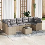 vidaXL Ensemble de canapé de jardin 8 Pièces Beige  Gris 55 x 55 x 37 cm