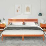 vidaXL Cadre de lit avec tête de lit Brun cire 200 x 220 cm Pin massif