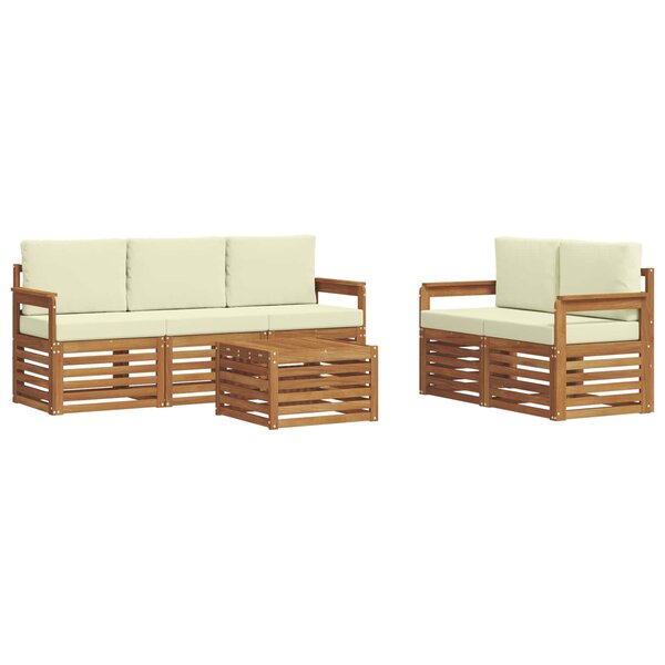 vidaXL Ensemble de canapés d'extérieur 6 pc Naturel et Crème