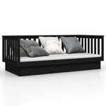 vidaXL Lit de jour Noir 80x200 cm Bois de pin massif